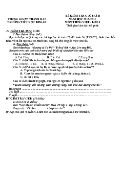 Đề thi học kì 2 môn Tiếng Việt lớp 4 trường tiểu học Kim An, Thanh Oai năm 2015 - 2016