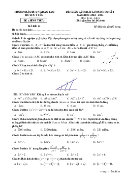 Đề học kỳ 1 Toán 8 năm 2022 – 2023 phòng GD&ĐT Ý Yên – Nam Định