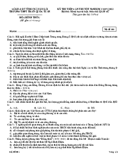 Đề thi thử THPT Quốc gia 2022 môn Lịch sử lần 1 trường THPT Trần Quốc Tuấn, Quảng Ngãi