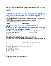 Tìm giá trị lớn nhất hoặc giá trị nhỏ nhất của biểu thức nghiệm - Toán 10