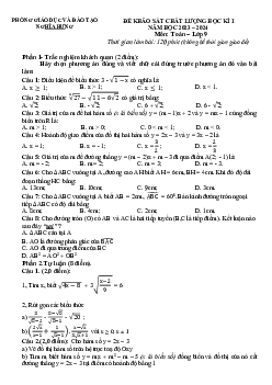 Đề học kì 1 Toán 9 năm 2023 – 2024 phòng GD&ĐT Nghĩa Hưng – Nam Định