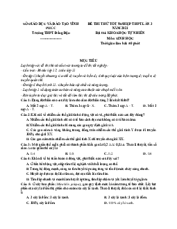 Đề thi thử THPT Quốc gia 2021 môn Sinh trường Đồng Đậu, Vĩnh Phúc lần 3