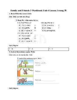 Family and Friends 3 Workbook Unit 4 Lesson 1 trang 30