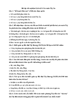 Bài tập trắc nghiệm Lịch sử 9: Các nước Tây Âu