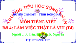 Giáo án điện tử Tiếng Việt 2 Tập 1 Bài 4 Kết nối tri thức: Làm việc thật là vui - Luyện tập