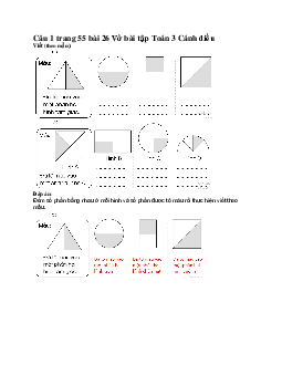 Giải VBT Toán lớp 3 Bài 26: Một phần hai. Một phần tư (trang 55, 56) | Cánh diều