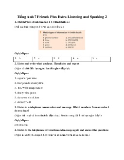 Tiếng Anh 7 Friends Plus Extra Listening and Speaking 2