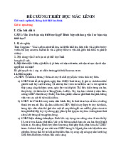 Đề Cương Chi Tiết Môn Triết học Mác - Lênin | Đại học Bách Khoa Hà Nội