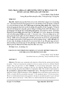 Tiểu luận về thực trạng stress của điều dưỡng tại trung tâm y tế