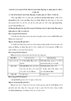 Giải bài tập trang 94 SGK Sinh học lớp 10: Quá trình tổng hợp và phân giải các chất ở vi sinh vật
