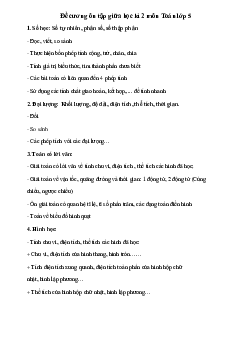 Đề cương ôn tập giữa học kì 2 môn Toán lớp 5 năm 2023-2024