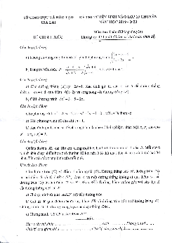 Đề tuyển sinh lớp 10 chuyên năm 2019 – 2020 môn Toán sở GD&ĐT Gia Lai