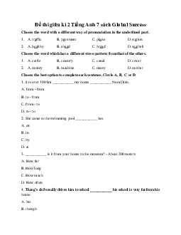 Đề thi giữa kì 2 Tiếng Anh 7 sách Global Success