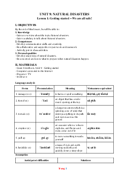 Giáo án Tiếng Anh 8 Global success unit 9 Natural disasters