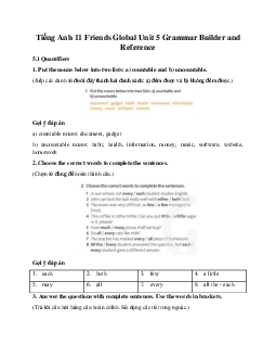 Giải Tiếng Anh 11 Unit 5 Grammar Builder and Reference | Friends Global