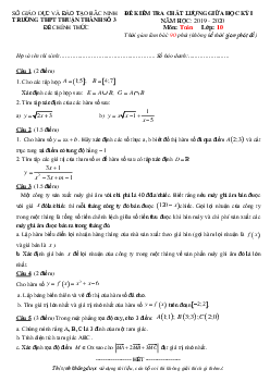 Đề thi giữa học kỳ 1 Toán 10 năm 2019 – 2020 trường Thuận Thành 3 – Bắc Ninh