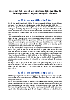 Văn mẫu 8 Nghị luận về một vấn đề của đời sống | Hay đổ lỗi cho người khác - một thói hư tật xấu cần tránh