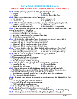 Trắc nghiệm Địa 11 bài 10: Cộng Hòa Nhân dân Trung Hoa về tự nhiên dân cư xã hội kinh tế (Có đáp án)