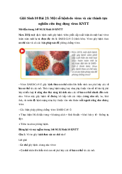 Giải Sinh 10 Bài 25: Một số bệnh do virus và các thành tựu nghiên cứu ứng dụng virus | Kết nối tri thức