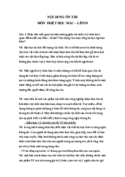 Nội dung ôn thi Triết học Mac-Lenin | Đại học Kỹ thuật - Công nghệ Cần Thơ