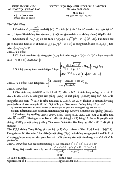 Đề học sinh giỏi Toán 12 cấp tỉnh năm 2023 – 2024 sở GD&ĐT Hà Nam