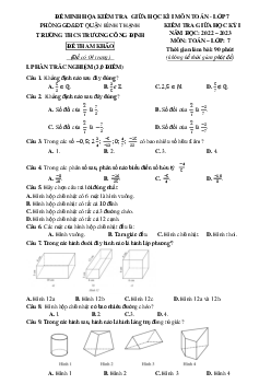 Đề tham khảo giữa kỳ 1 Toán 7 năm 2022 – 2023 trường THCS Trương Công Định – TP HCM
