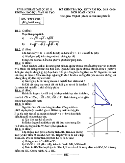 Đề thi học kỳ 1 Toán 9 năm 2019 – 2020 phòng GD&ĐT Quận 11 – TP HCM