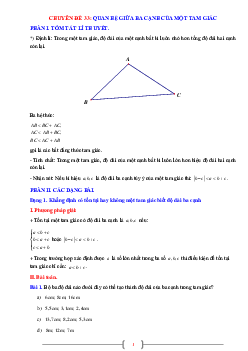 Chuyên đề quan hệ giữa ba cạnh của một tam giác Toán 7