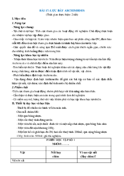 Giáo án KHTN 8 Kết nối tri thức bài 17 Lực đẩy Archimedes