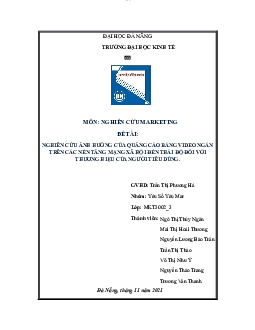 Nghiên cứu ảnh hưởng của quảng cáo bằng video ngắn đến thái độ của người tiêu dùng