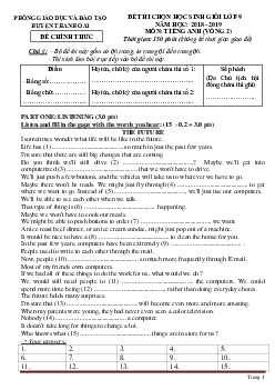 Đề thi chọn học sinh giỏi lớp 9 môn Tiếng Anh Đề 7 (có lời giải)