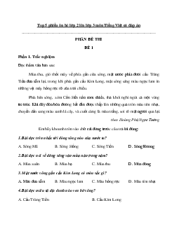 Bộ bài tập hè lớp 2 lên lớp 3 môn Tiếng Việt (có đáp án)