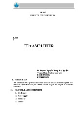 Lab 7: FET Amplifier Study Guide | Môn Electrical Engineering - Trường Đại học Quốc tế, Đại học Quốc gia Thành phố Hồ Chí Minh