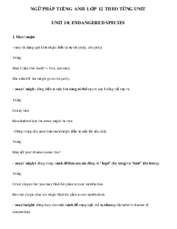 Ngữ pháp Unit 10 lớp 12 Endangered Species
