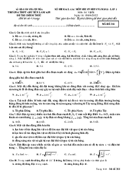 Đề thi thử THPT Quốc gia 2022 môn Vật Lí lần 2 trường THPT Chuyên Lam Sơn, Thanh Hóa (có đáp án)