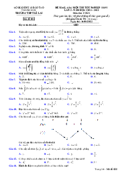 Đề KSCL Toán thi tốt nghiệp THPT 2022 lần 2 trường THPT Lê Lai – Thanh Hóa