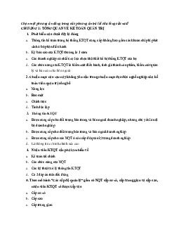 Đề cương câu hỏi trắc nghiệm ôn tập môn Kế toán quản trị phần 1 | Học viện Công nghệ Bưu chính Viễn thông