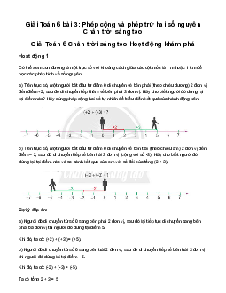 Giải Toán 6 Bài 3: Phép cộng và phép trừ hai số nguyên sách Chân Trời Sáng Tạo