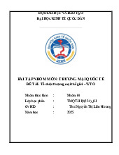 Bài tập nhóm về Tổ chức thương mại thế giới WTO môn Thương mại quốc tế | Đại học Kinh tế Quốc Dân