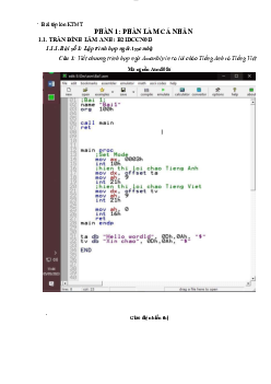 Bài tập lớn môn Kiến trúc máy tính bao gồm phần làm việc cá nhân và làm việc nhóm | Học viện Công nghệ Bưu chính Viễn thông