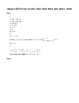 Đề thi vào 10 môn Toán năm 2023 - 2024 sở GD&ĐT Ninh Bình