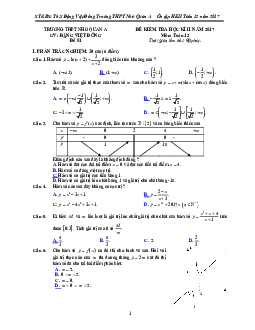 Bộ đề ôn tập thi HK2 Toán 12 năm học 2016 – 2017 trường THPT Nho Quan A – Ninh Bình