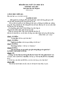 Đề thi học kì 2 môn Ngữ văn 6 năm 2022 - 2023 sách Cánh diều | Đề 5