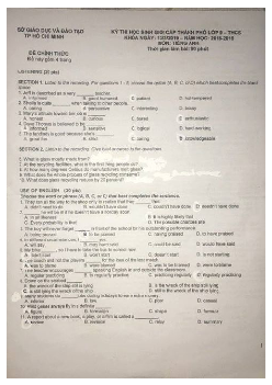Đề thi học sinh giỏi cấp thành phố lớp 9 TP.HCM năm 2018-2019