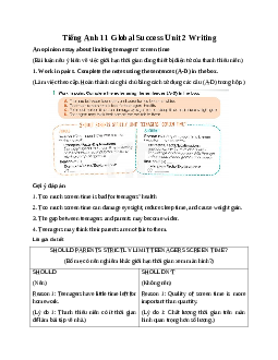 Giải  Unit 2 Writing | Tiếng Anh 11 Global Success