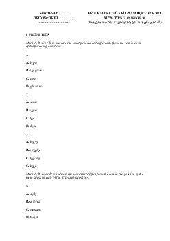 Đề thi giữa học kì 1 môn tiếng Anh lớp 10 năm 2023 - 2024 (Sách mới) | Chân Trời Sáng Tạo đề 2