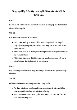 Giải Công nghệ 6 Ôn tập chương II: Bảo quản và chế biến thực phẩm | Kết nối tri thức