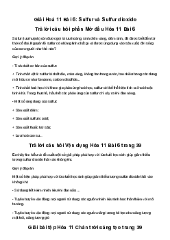 Giải Hóa 11 Bài 6: Sulfur và Sulfur dioxide | Chân trời sáng tạo