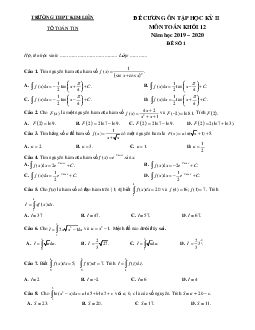 Đề cương ôn tập HK2 Toán 12 năm 2019 – 2020 trường THPT Kim Liên – Hà Nội