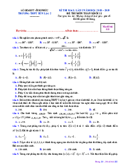 Đề thi KSCL Toán 11 lần 1 năm 2018 – 2019 trường Yên Lạc 2 – Vĩnh Phúc